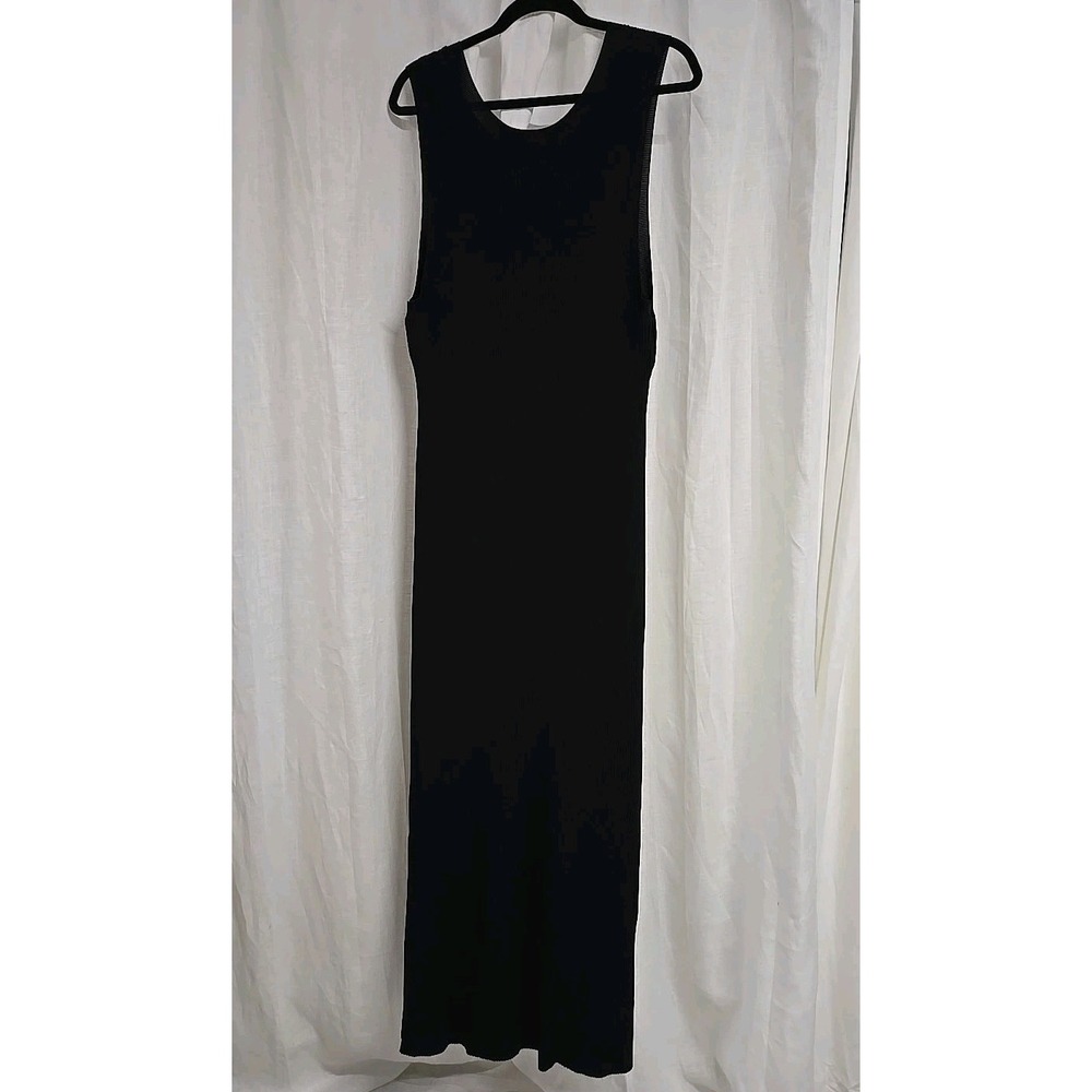 Good American Ribbed Knit Bodycon Maxi Slit‎ Dress Stretch Black Women's Sz 5XL